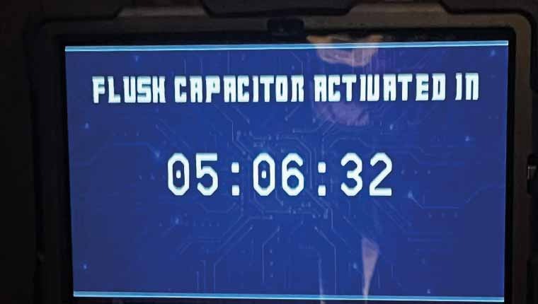 Timer showing how long was taken in the game. It shows 05:06:32 and says 'flush capacitor activated in'